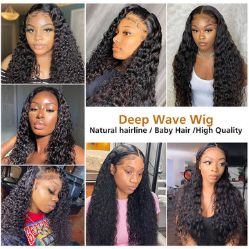 Beaudiva Deep Wave Human Hair Wigs Lace Closure Wig  4x4 Human Hair Wigs For Women Natural Hairline